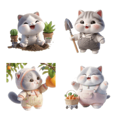 Cute Cat Gardener Emoji