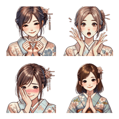 Expressive Kimono Girl Emojis