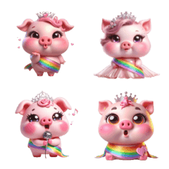 Beauty Queen Piggy with Crown Emoji