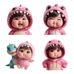 Pink Dinosaur Hoodie Girl Emoji