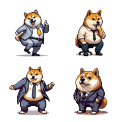 Pixel art black company fat shiba emoji