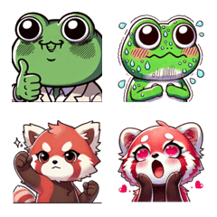 Cute Frog and Red Panda