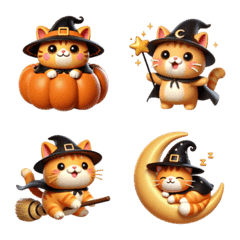 Emoji Cute Orange Cat : Halloween Day