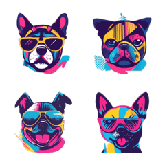 Cool Dog Face Emojis 80s Style 02