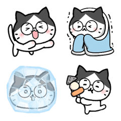 อิโมจิไลน์ Gray and white cat with glasses Emoji