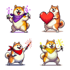 Pixel art big fan fat shiba emoji