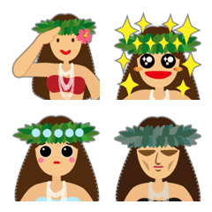 タヒチアンダンサーの表情絵文字（美白）