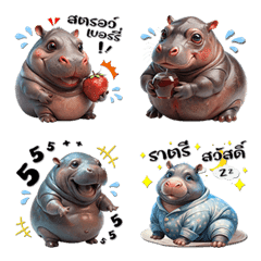 Cute Fat Hippo : Emotions (Emoji)4