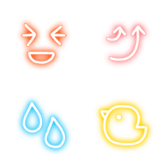 Colorful neon emoji set