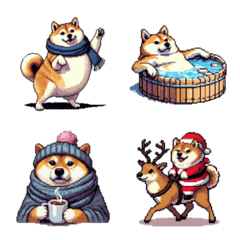 Pixel art Winter fat shiba ...