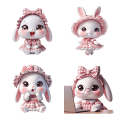 Adorable Rabbit in Pink Plaid Dress