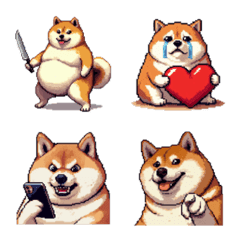 Pixel art deep love fat shiba emoji