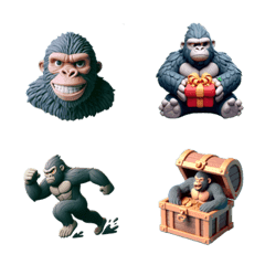 funny and cool gorilla Emoji(3D anime)