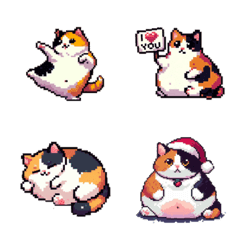 Cute chubby calico cat emojis