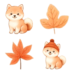 Shiba Inu and Autumn Leaves Emoji