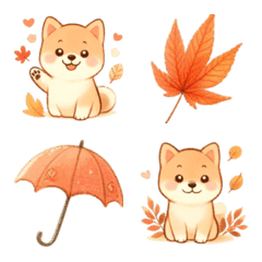 Shiba Inu and Autumn Leaves Emoji 2