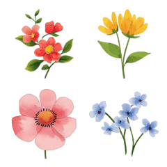 Watercolor Flowers Emoji Set