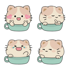 Cocoa Kitten In The Cup Animated Emoji