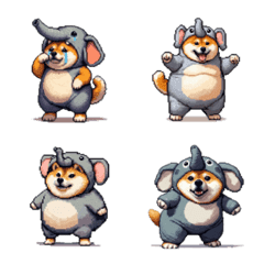 Pixel art elephant fat shiba emoji