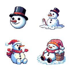 Cute snowman emojis(pixel art)