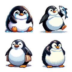 Pixel art fat penguin emoji