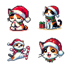 Cute calico cat Emoji(Christmas)