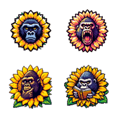 funny, surreal gorilla and flower Emoji