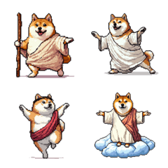 Pixel art god fat shiba dog