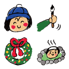 Children's Crayon Drawing Emoji winter