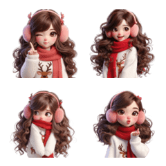 Cute Curly Hair Girl in Winter Outfit