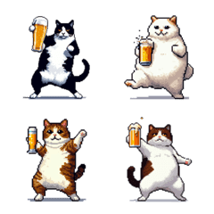 Pixel art drunk cats