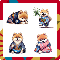 Pixel art new year pomerani...