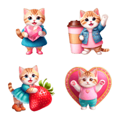 Chubby Kitten Emoji Heart/Dairy