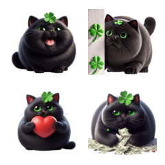 lucky clover black cat emoji v.1