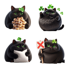 lucky clover black cat emoji v.2