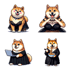 Pixel art dressed fat shiba for husband