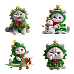 Kitten in Christmas Tree Costume