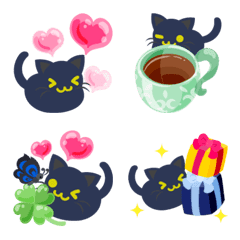 Cute Cute Black Cat  Emoji