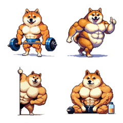 Pixel art macho fat shiba dog emoji