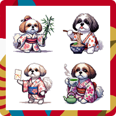 Pixel art new year Shih Tzu...