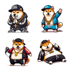 Pixel art rapper fat shiba dog emoji