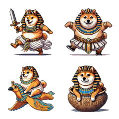 Pixel art pharaoh fat shiba dog emoji