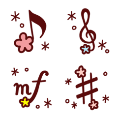 flowers, notes and musical symbols Emoji