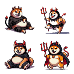 Pixel art devil fat shiba emoji