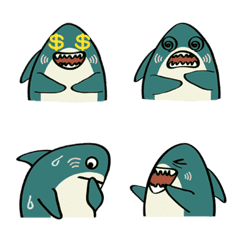 Funny Emoji Stickers(Mint Gray Shark)