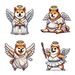 Pixel art angel fat shiba dog emoji