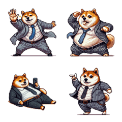 Pixel art black company fat shiba 2 emoj