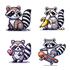 Cute Raccoon Emoji(Pixel Art)