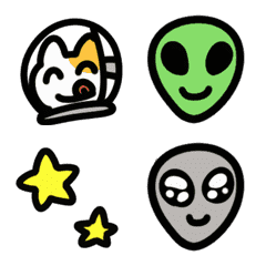 Spacesuit cat and alien emoji2