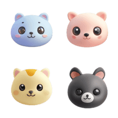 Cute big face animal expression stickers